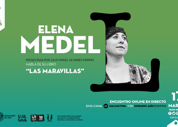 Cartel del Club de las Letras de la UJA, con Elena Medel.