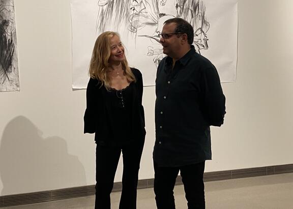 Mª Ángeles Díaz Barbado y Santiago Ydáñez, ayer en la inauguración.