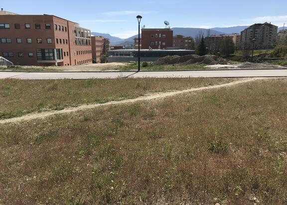 Terrenos en los que se construirá el nuevo edificio, con el A1 y el A2 al fondo.