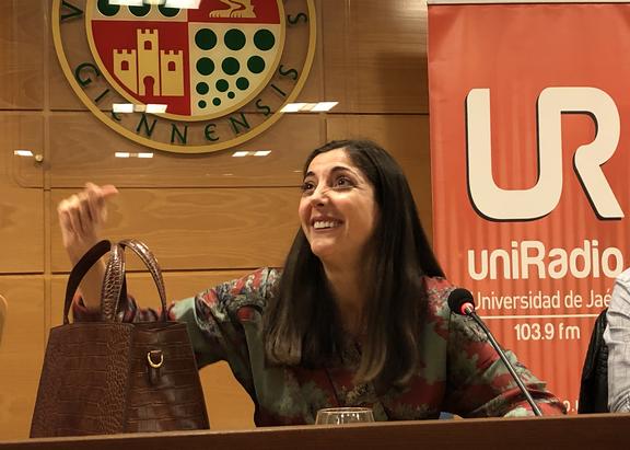 Espido Freire, en la UJA, antes de su intervención.