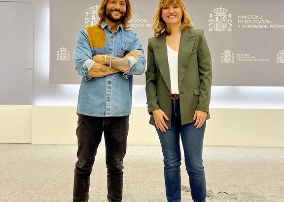 Javier Cachón, junto con Pilar Alegría, el pasado martes, 11 de enero.