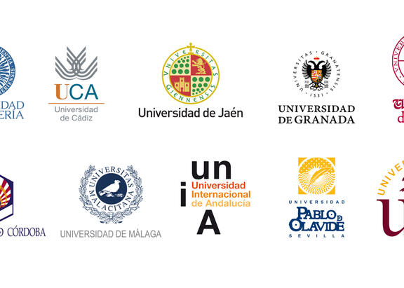 Escudos de las diez universidades públicas de Andalucía.