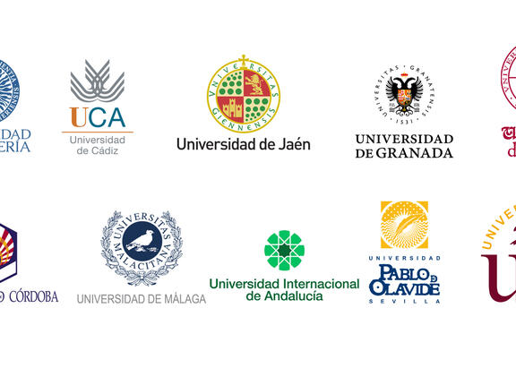 Escudos de las diez universidades públicas de Andalucía.