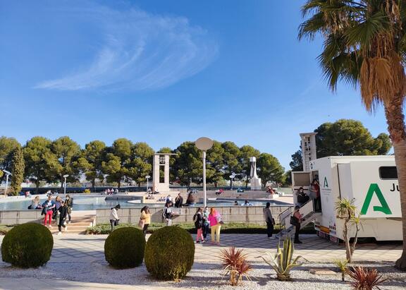 Ambiente del punto de vacunación de la COVID-19, en el Campus Las Lagunillas.