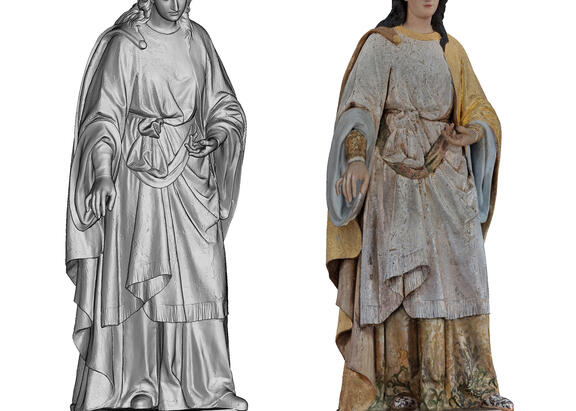 Modelos 3D sin textura y con textura de la imagen.