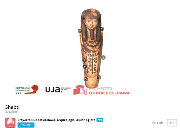 Imagen en 3D 'expuesta' de un shabti.