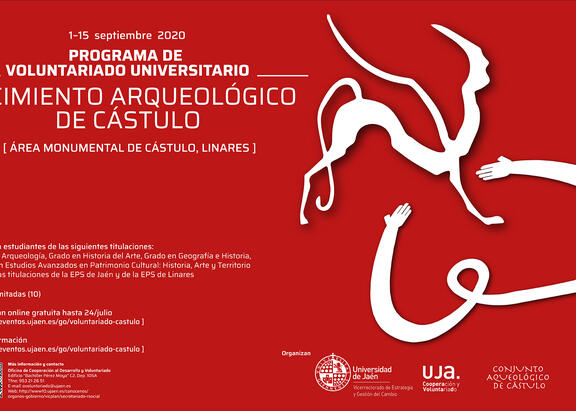 Cartel del Programa de Voluntariado Universitario en el yacimiento de Cástulo.