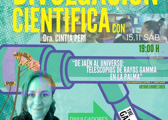 Cartel de la charla divulgativa 'Laboratorio The Garrison', impartida por la investigadora de la UJA Cintia Peri.