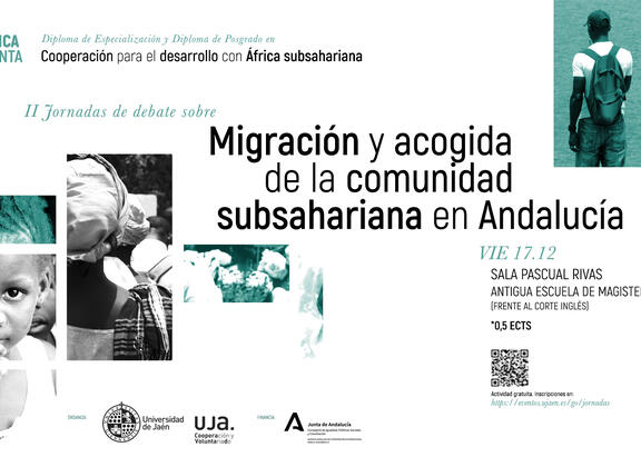 Cartel de las II Jornadas de debate sobre migración y acogida de la comunidad subsahariana en Andalucía.