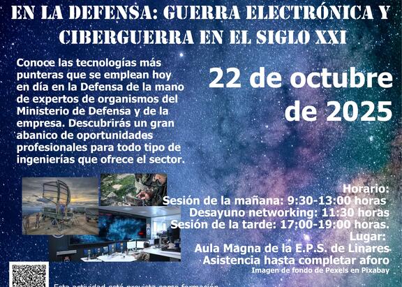 Cartel de la Jornada ‘Las telecomunicaciones en la defensa: Guerra Electrónica y Ciberguerra en el siglo XXI’
