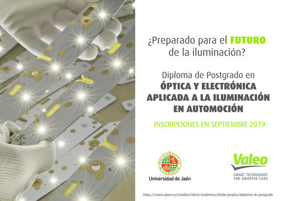 Cartel del Diploma de Postgrado organizado por la UJA y Valeo.
