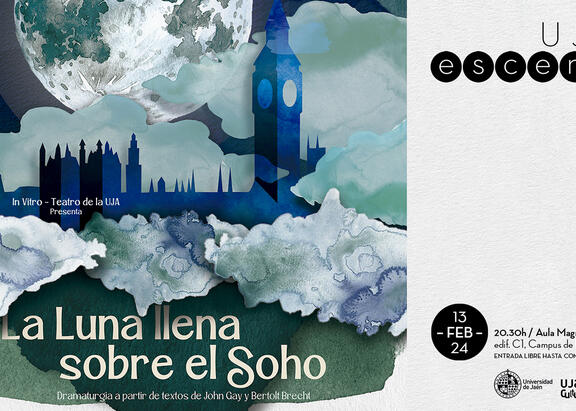 Cartel de 'La Luna llena sobre el Soho', de In Vitro-Teatro de la UJA.