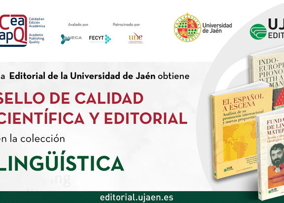 Cartel del reconocimiento con el Sello de Calidad a la Colección Lingüística de UJA Editorial.