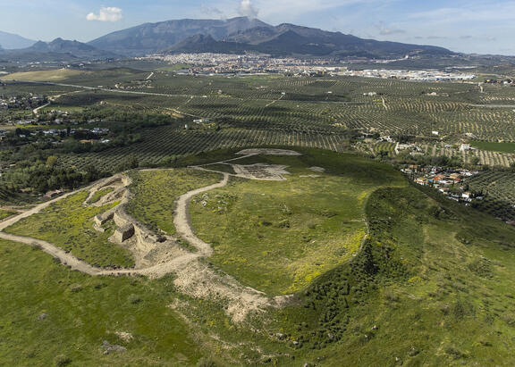 Foto aérea del yacimiento arqueológico de Puente Tablas.