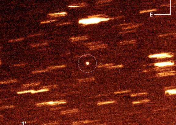 Asteroide Miguelhernandez, en el centro de la imagen, obtenida con el telescopio de 40.6 cm del Observatorio Astronómico de la UJA en 2019.