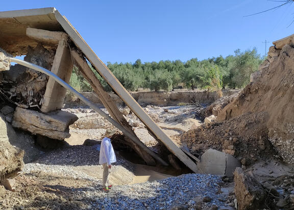 Inspección realizada a la estructura hundida cerca de Puente del Obispo.