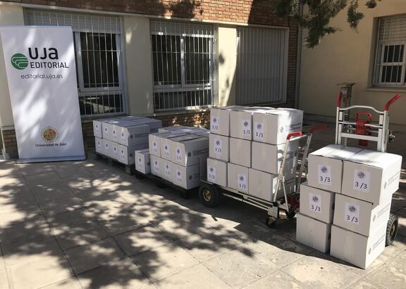 Lotes de libros donados.