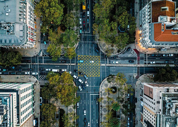 Imagen aérea de una ciudad.