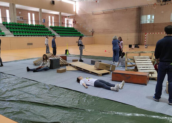Simulacro realizado en el Pabellón de Deportes del Campus Las Lagunillas.