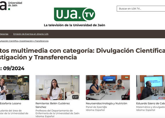 Portada web del repositorio UJA TV.